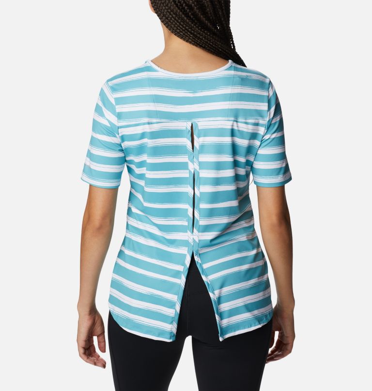 Thumbnail: T-shirt à manches courtes Chill River pour femme, Color: Sea Wave Brush Stripe, image 2