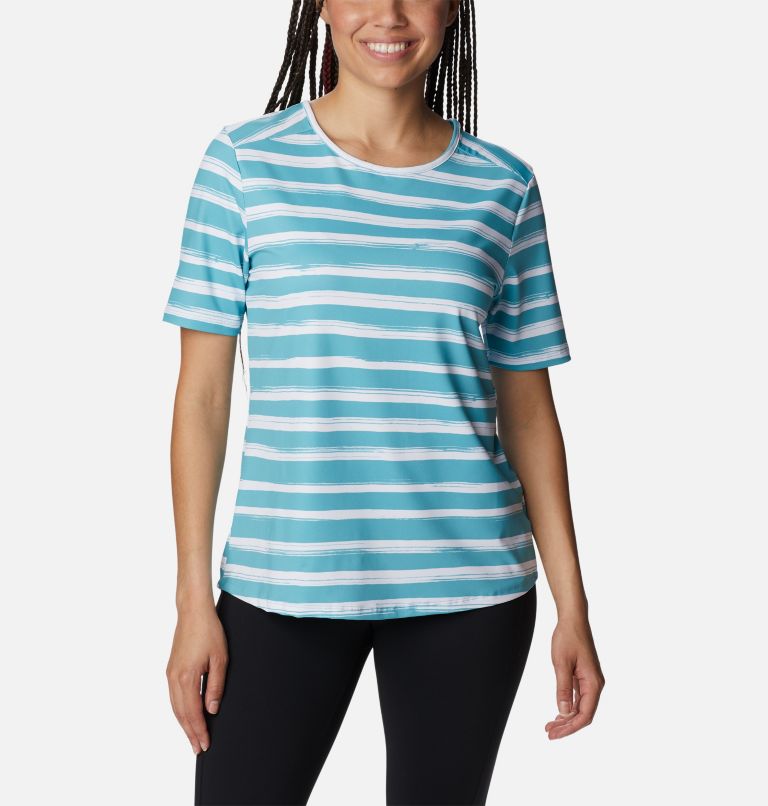 Women's Chill River Short Sleeve Shirt, Color: Sea Wave Brush Stripe, image 1
