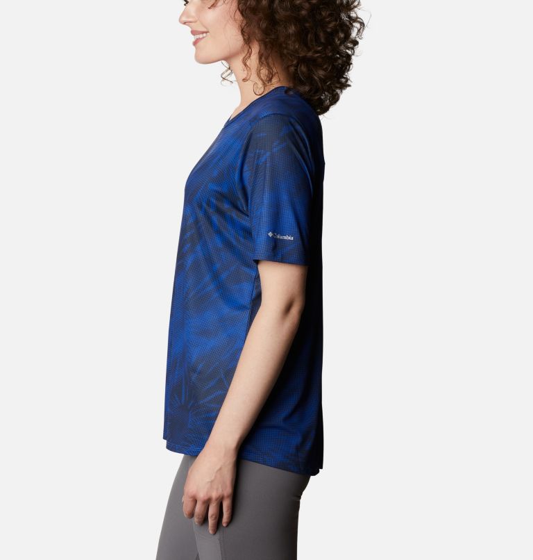 Women's Chill River Short Sleeve Shirt, Color: Lapis Blue, Sunburst Print, image 3