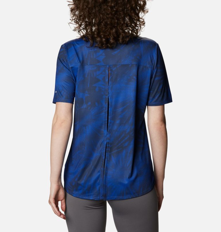 Women's Chill River Short Sleeve Shirt, Color: Lapis Blue, Sunburst Print, image 2