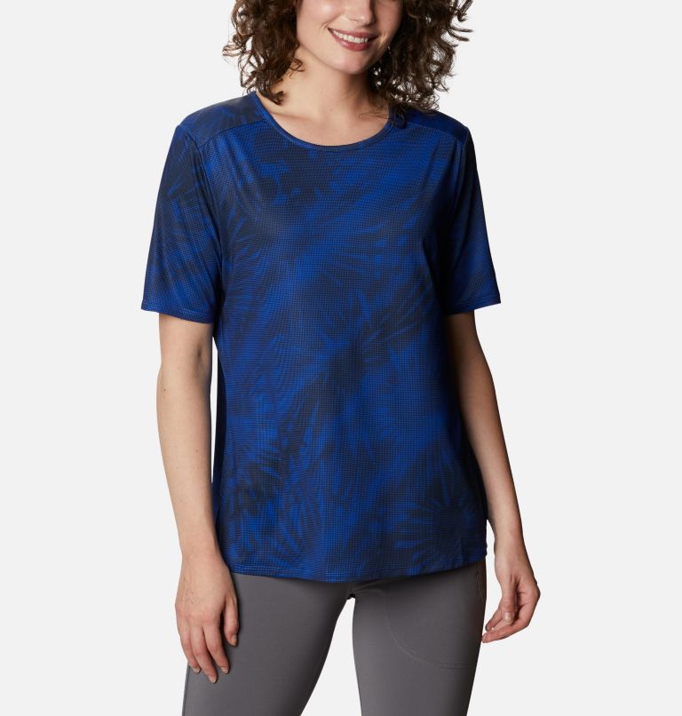 Women's Chill River Short Sleeve Shirt, Color: Lapis Blue, Sunburst Print, image 1