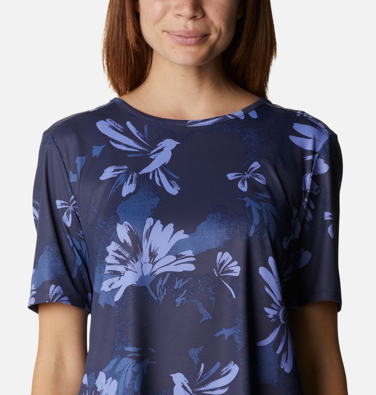 Women's Chill River Short Sleeve Shirt, Color: Nocturnal Daisy Party