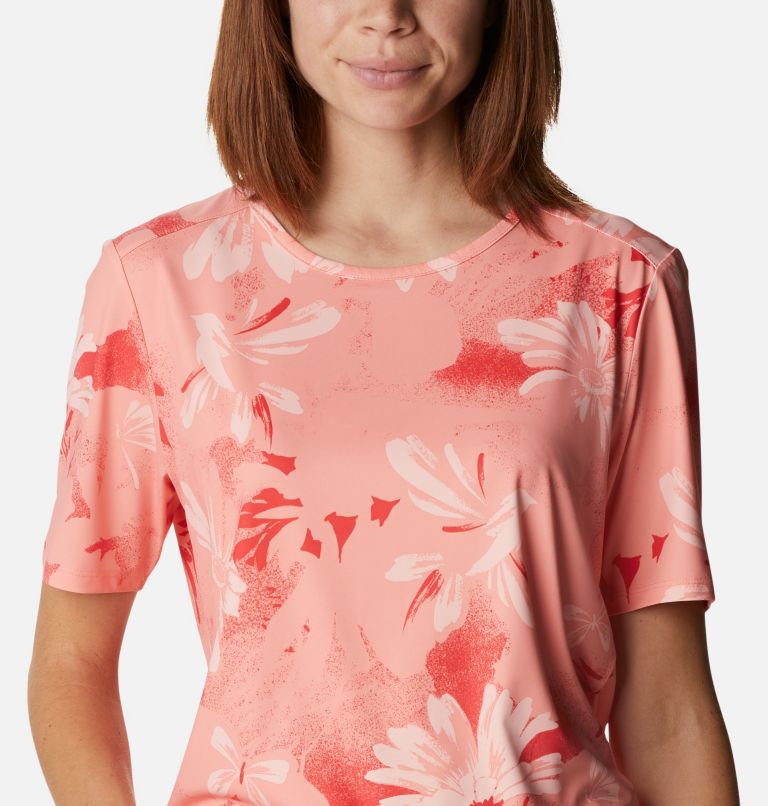 Women's Chill River Short Sleeve Shirt, Color: Coral Reef Daisy Party, image 4