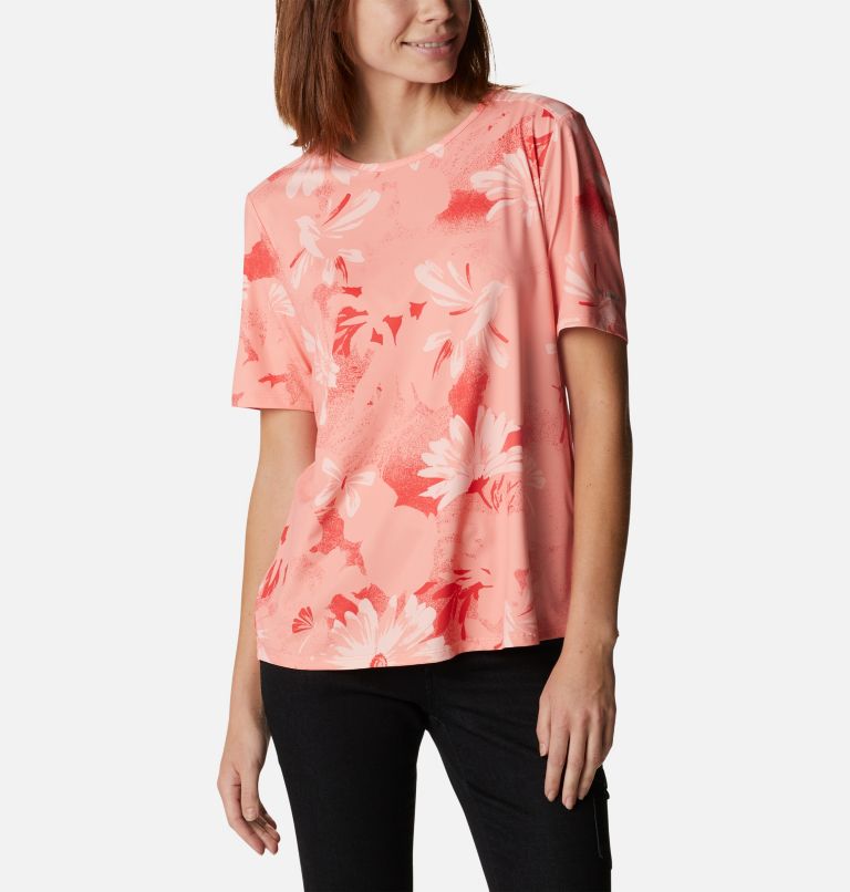 Women's Chill River Short Sleeve Shirt, Color: Coral Reef Daisy Party, image 1
