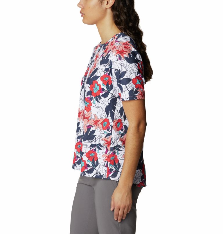 Women's Chill River Technical T-Shirt, Color: White Lakeshore Floral Multi Print, image 3
