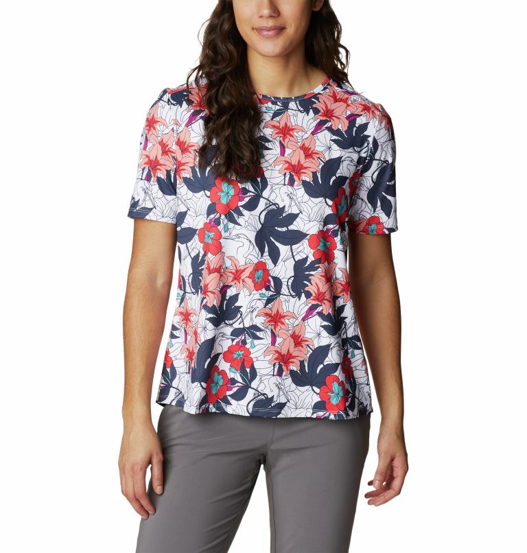 Thumbnail: Women's Chill River Technical T-Shirt, Color: White Lakeshore Floral Multi Print, image 1