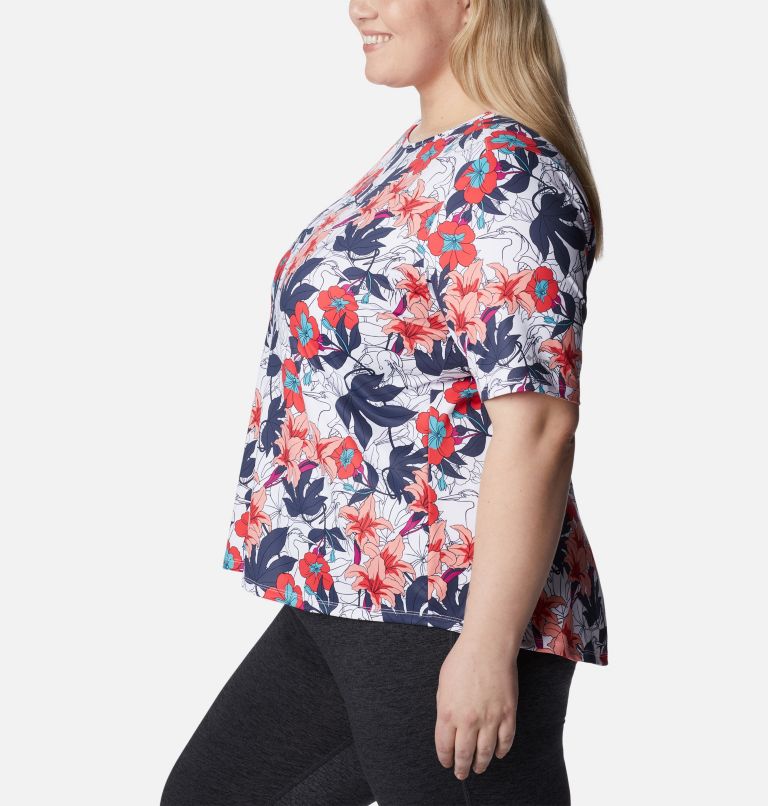T-shirt à manches courtes Chill River pour femme – Grandes tailles, Color: White Lakeshore Floral Multi Print, image 3
