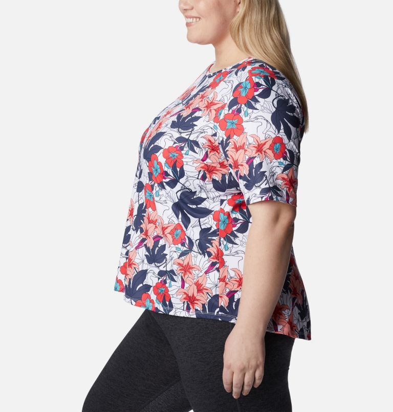 Thumbnail: Women's Chill River Short Sleeve Shirt – Plus Size, Color: White Lakeshore Floral Multi Print, image 3