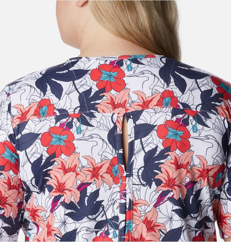 Thumbnail: Women's Chill River Short Sleeve Shirt – Plus Size, Color: White Lakeshore Floral Multi Print, image 5