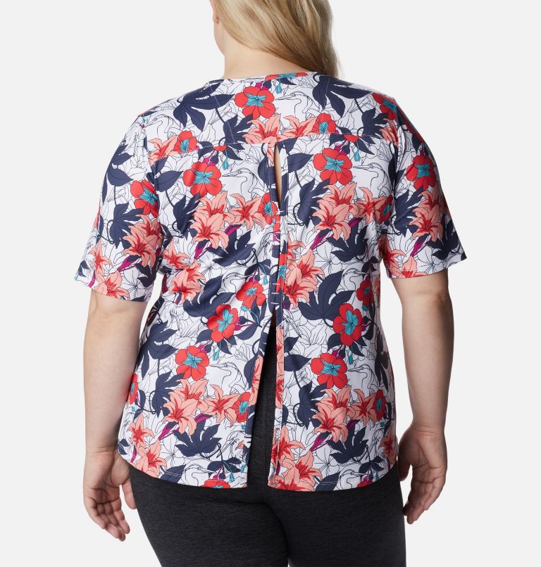 Women's Chill River Short Sleeve Shirt – Plus Size, Color: White Lakeshore Floral Multi Print