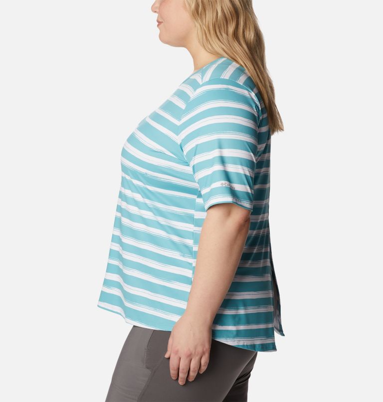 Women's Chill River Short Sleeve Shirt – Plus Size, Color: Sea Wave Brush Stripe