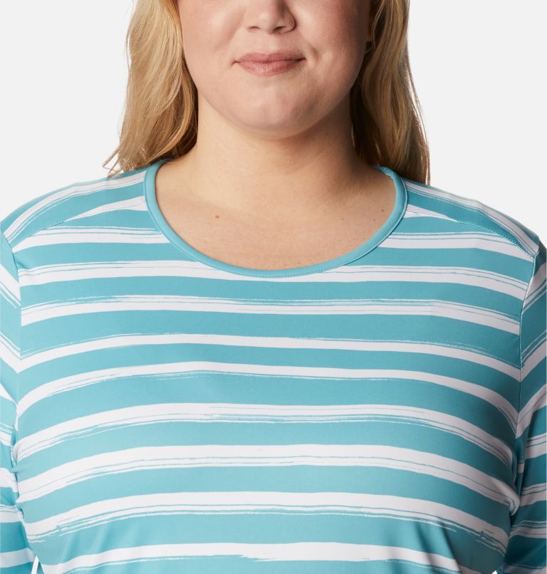 Women's Chill River Short Sleeve Shirt – Plus Size, Color: Sea Wave Brush Stripe