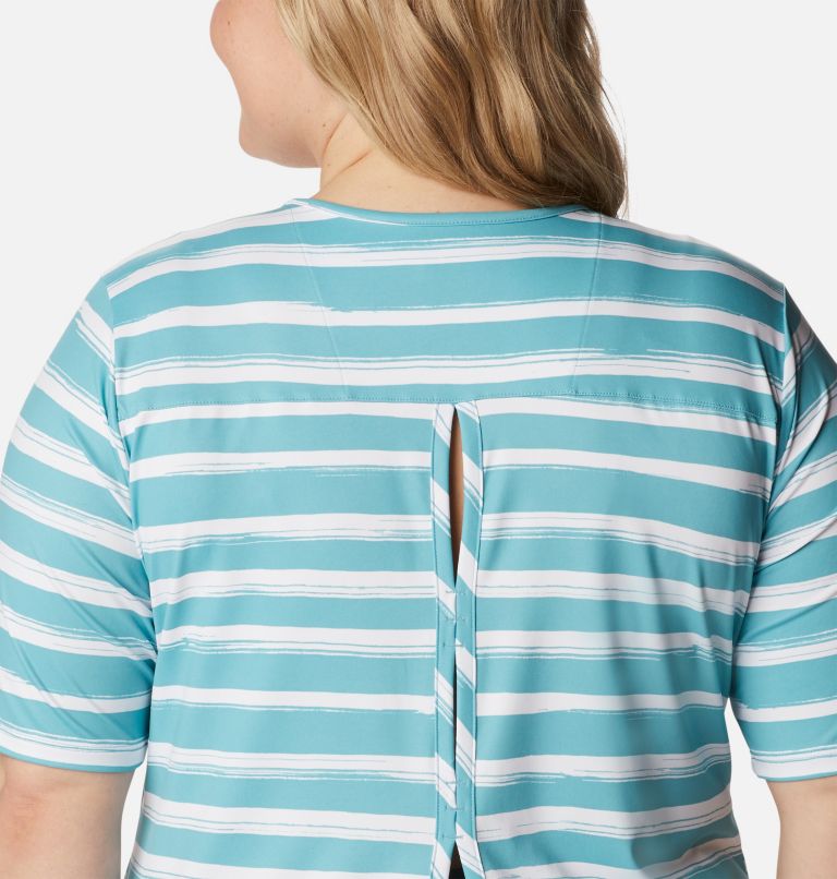 Thumbnail: Women's Chill River Short Sleeve Shirt – Plus Size, Color: Sea Wave Brush Stripe, image 5