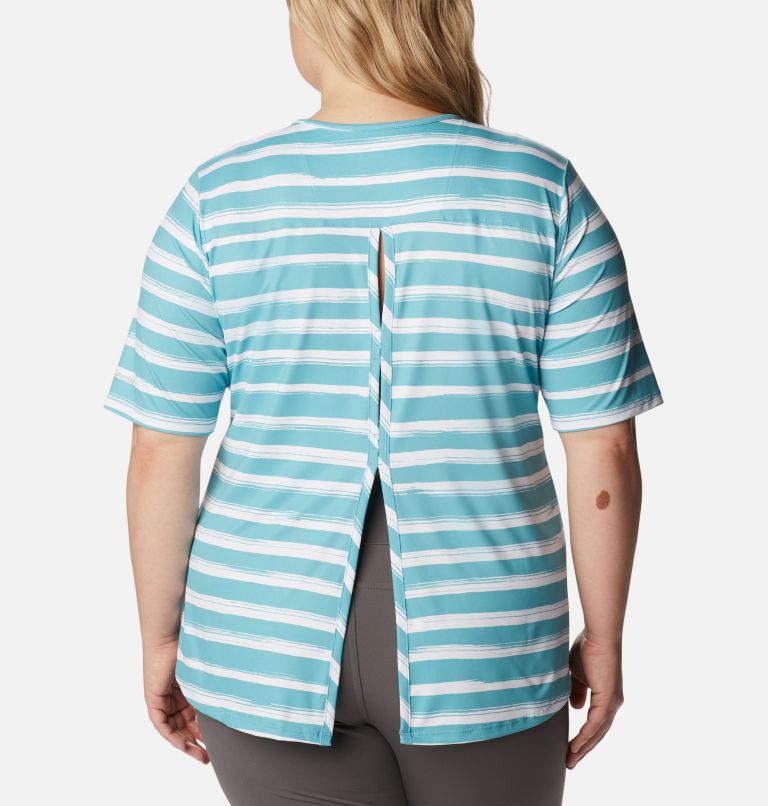 Thumbnail: Women's Chill River Short Sleeve Shirt – Plus Size, Color: Sea Wave Brush Stripe, image 2