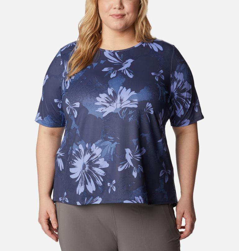 Women's Chill River Short Sleeve Shirt – Plus Size, Color: Nocturnal Daisy Party