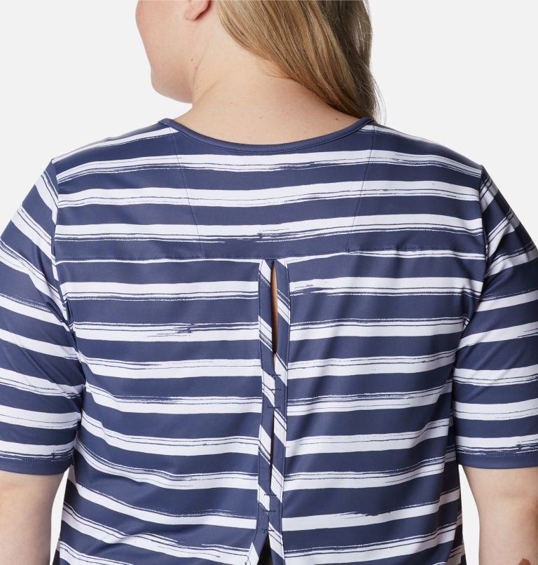 Women's Chill River Short Sleeve Shirt – Plus Size, Color: Nocturnal Brush Stripe