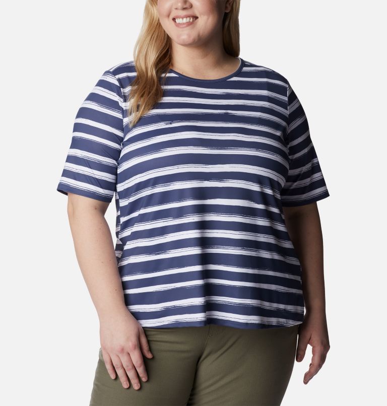 Thumbnail: Women's Chill River Short Sleeve Shirt – Plus Size, Color: Nocturnal Brush Stripe, image 1