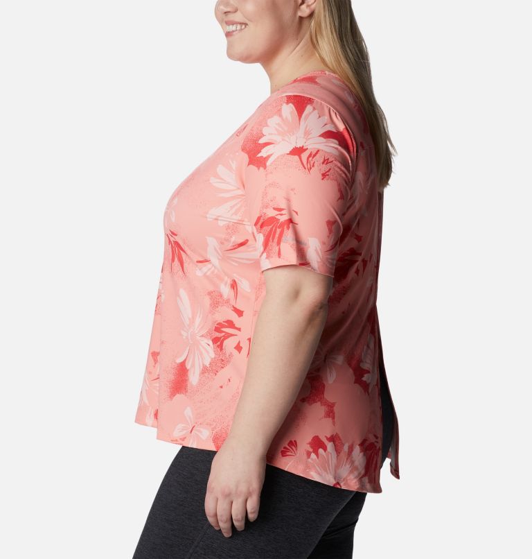 Women's Chill River Short Sleeve Shirt – Plus Size, Color: Coral Reef Daisy Party, image 3