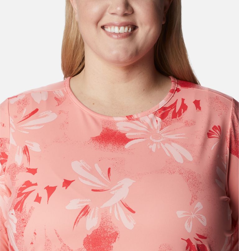 Women's Chill River Short Sleeve Shirt – Plus Size, Color: Coral Reef Daisy Party