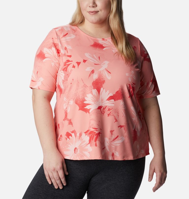 Women's Chill River Short Sleeve Shirt – Plus Size, Color: Coral Reef Daisy Party, image 1