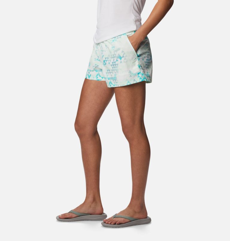 Women's Sandy River II Printed Shorts, Color: Bright Aqua, Distant Peaks, image 3
