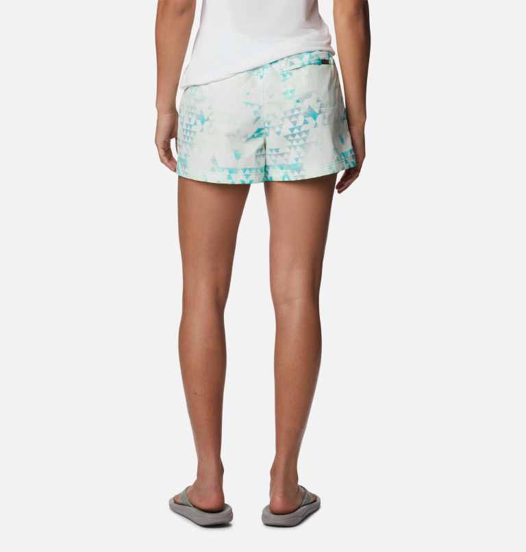 Women's Sandy River II Printed Shorts, Color: Bright Aqua, Distant Peaks, image 2
