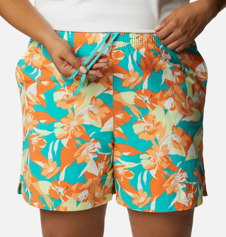 Women's Sandy River II Printed Shorts - Plus Size, Color: Bright Aqua, Pop Flora, image 4