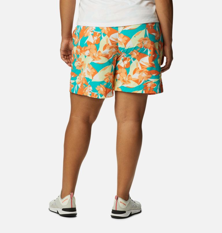 Thumbnail: Women's Sandy River II Printed Shorts - Plus Size, Color: Bright Aqua, Pop Flora, image 2