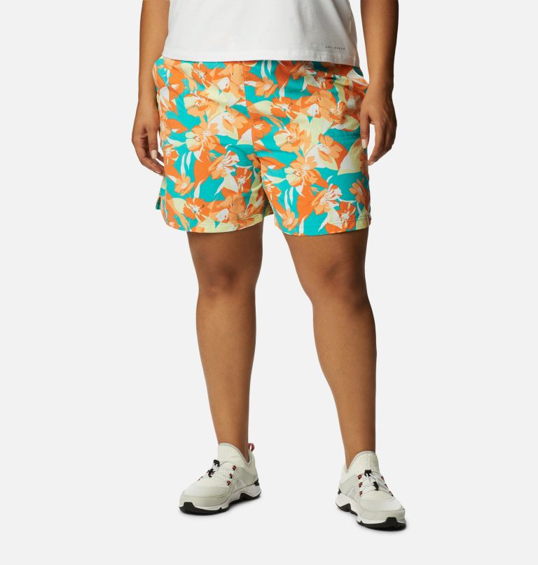 Women's Sandy River II Printed Shorts - Plus Size, Color: Bright Aqua, Pop Flora, image 1