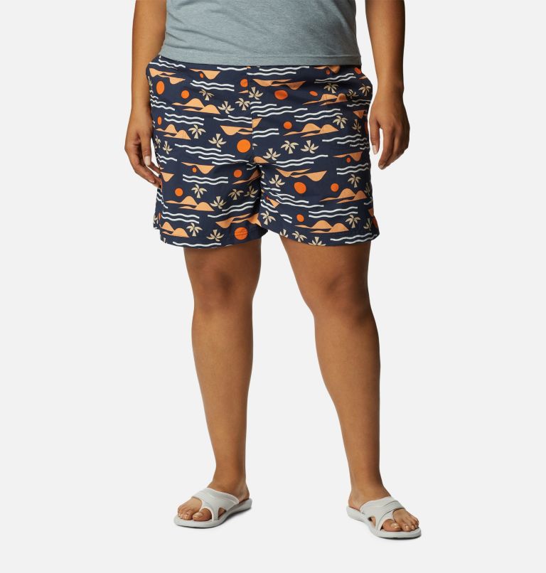 Thumbnail: Women's Sandy River II Printed Shorts - Plus Size, Color: Nocturnal, Seaside Multi, image 1