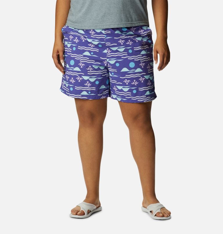 Thumbnail: Women's Sandy River II Printed Shorts - Plus Size, Color: Purple Lotus, Seaside Multi, image 1