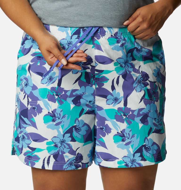 Thumbnail: Women's Sandy River II Printed Shorts - Plus Size, Color: Purple Lotus, Pop Flora, image 4