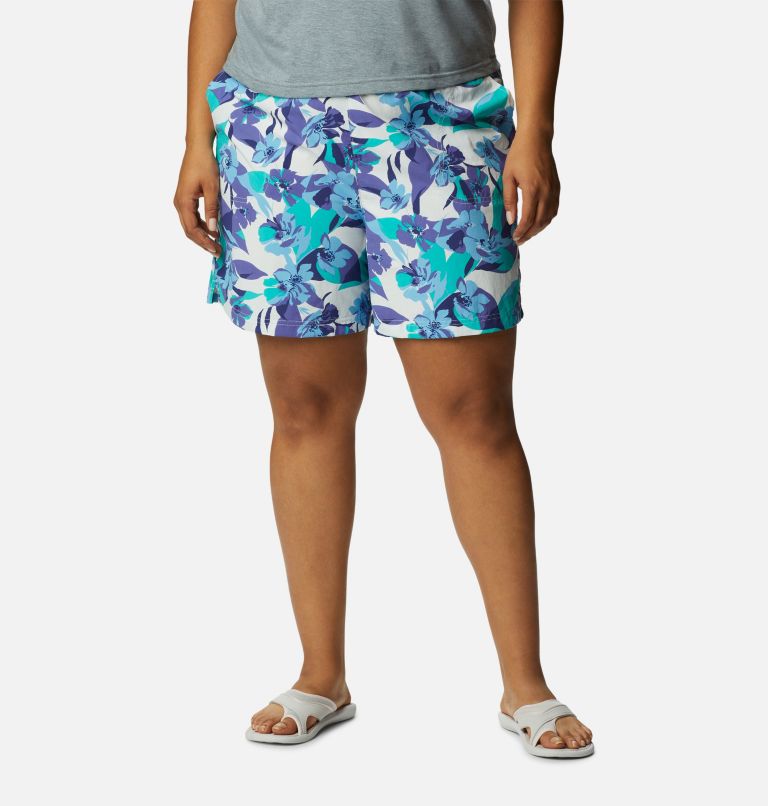 Thumbnail: Women's Sandy River II Printed Shorts - Plus Size, Color: Purple Lotus, Pop Flora, image 1