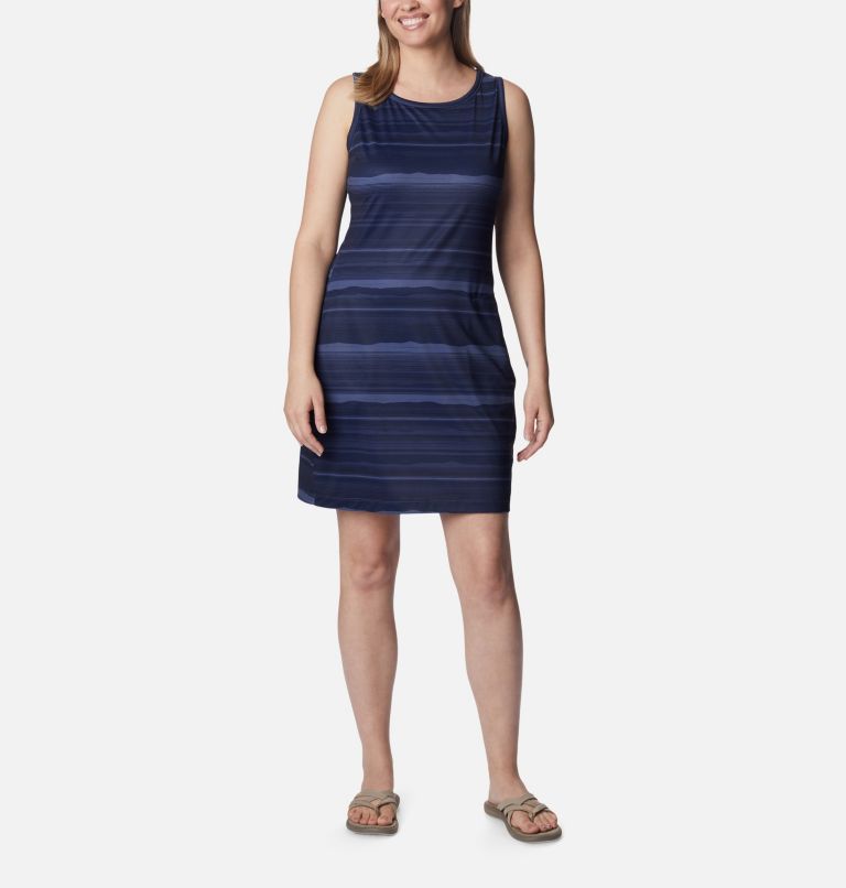 Women's Chill River Printed Dress, Color: Nocturnal, Horizons Stripe, image 1
