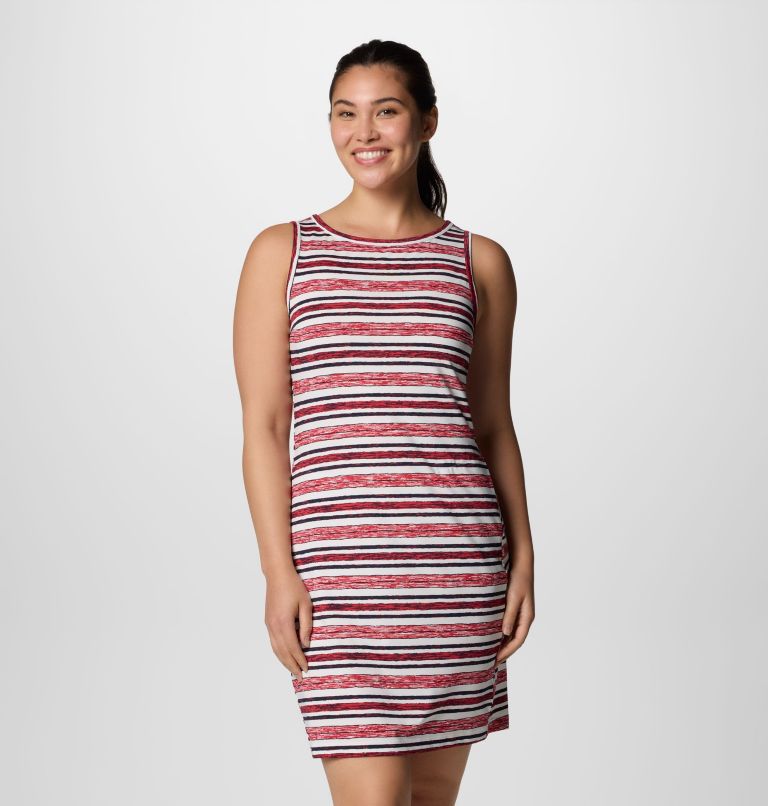 Women's Chill River Printed Dress, Color: Daredevil Spaced Stripe, image 1
