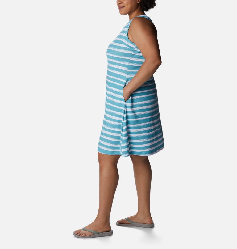 Thumbnail: Women's Chill River Printed Dress - Plus Size, Color: Sea Wave Brush Stripe, image 3