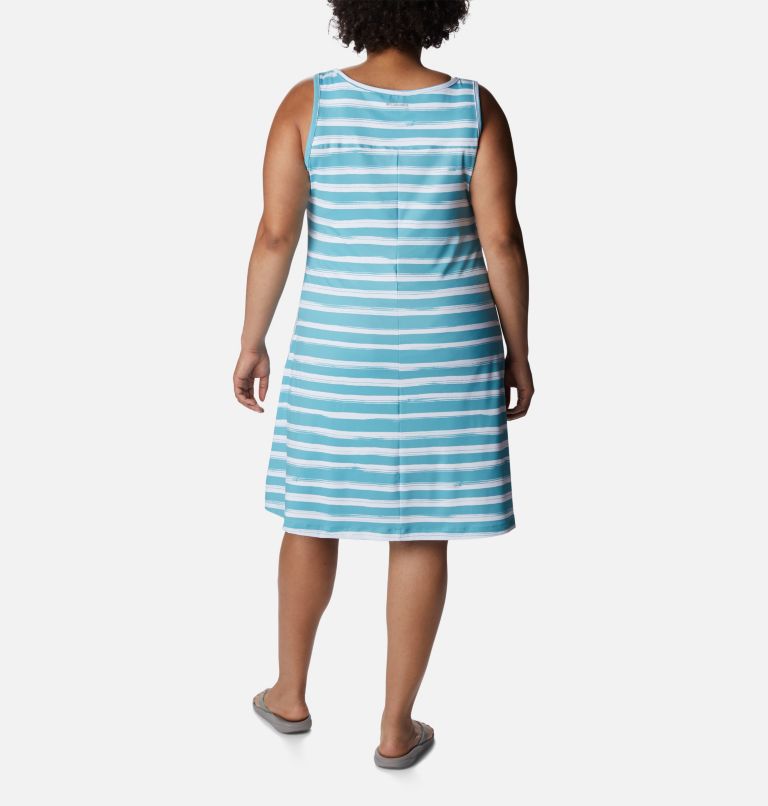 Thumbnail: Chill River Printed Dress | 363 | 3X, Color: Sea Wave Brush Stripe, image 2