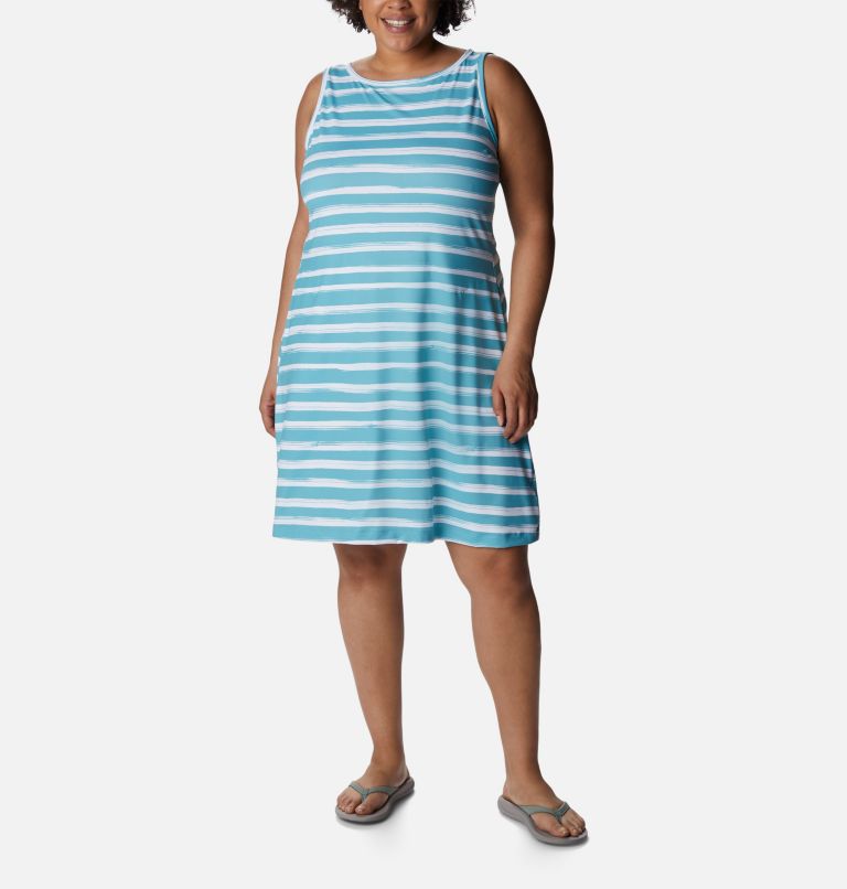 Chill River Printed Dress | 363 | 3X, Color: Sea Wave Brush Stripe, image 1