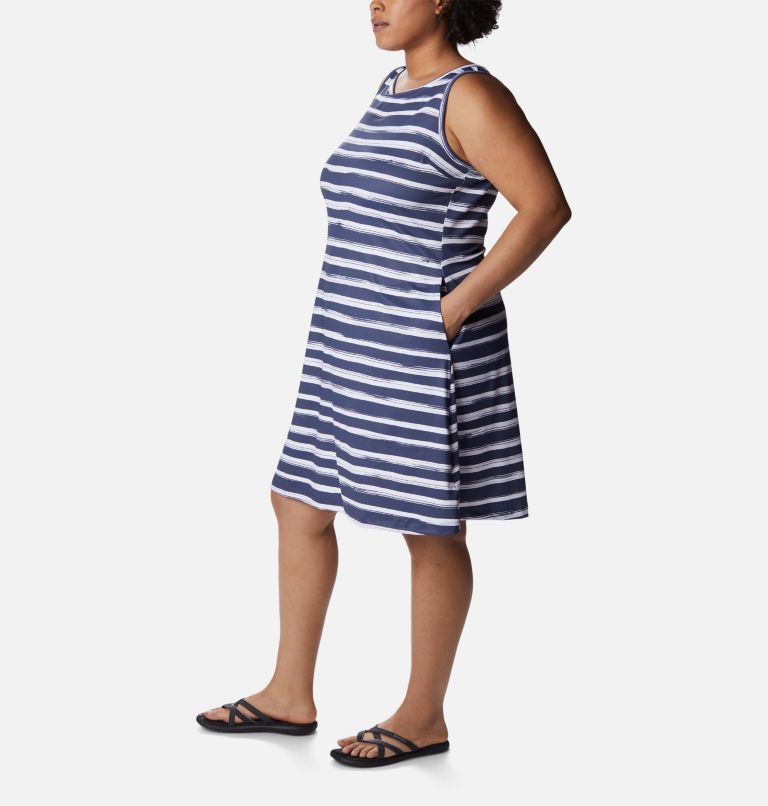Thumbnail: Women's Chill River Printed Dress - Plus Size, Color: Nocturnal Brush Stripe, image 3