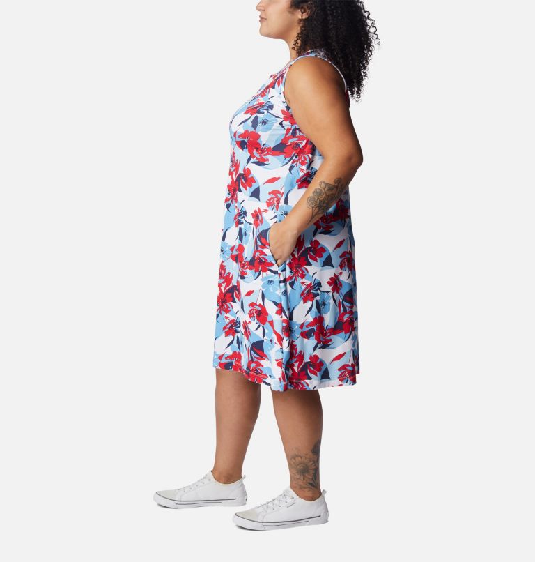 Thumbnail: Women's Chill River Printed Dress - Plus Size, Color: Red Lily, Pop Flora, image 3