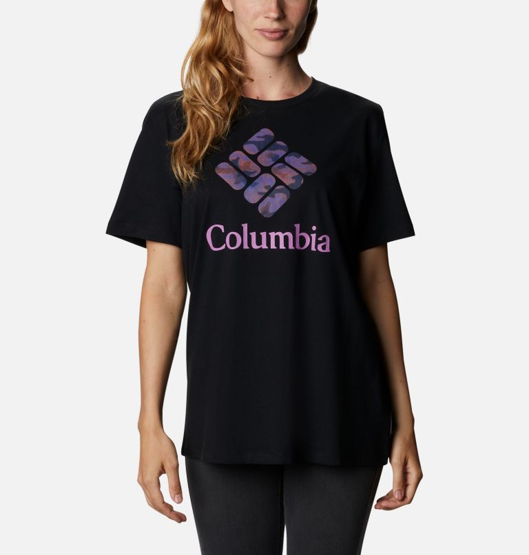 Women's Park T-Shirt, Color: Black, Lapis Blue Camo Fill, image 1