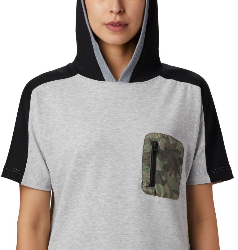 Women's Columbia Park Short Sleeve Hoodie, Color: Tradewinds Grey Heather, Black, Camo, image 4