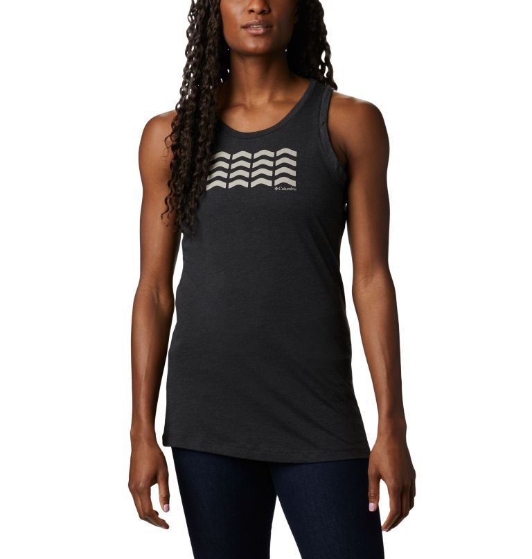 Women's Bluff Mesa Tank, Color: Black Heather, Wavy Way, image 1