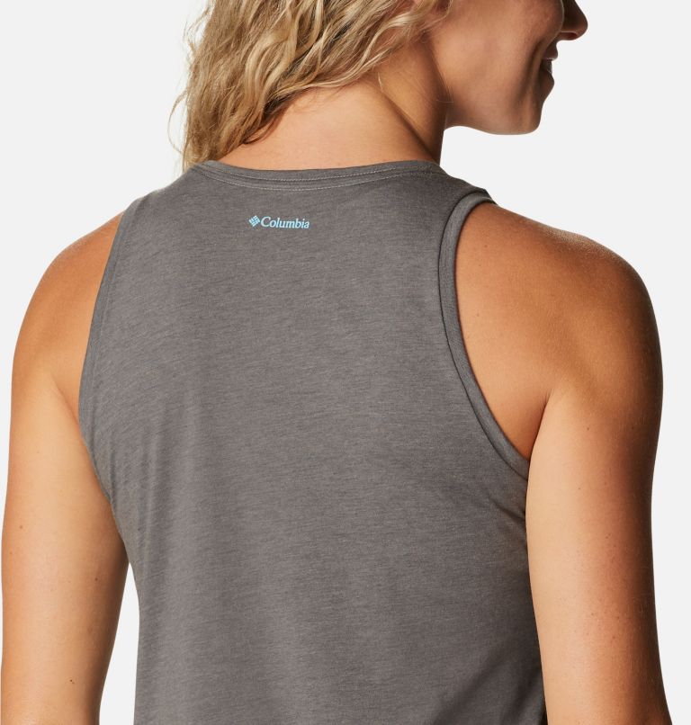 Women's Bluff Mesa Tank, Color: Charcoal Heather, Floral Leafscape