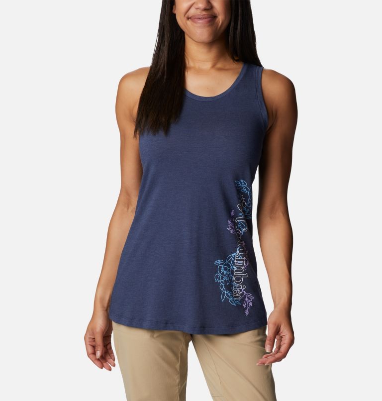 Thumbnail: Women's Bluff Mesa Tank, Color: Nocturnal Hthr, Blooming Lines Graphic, image 1