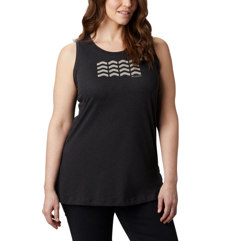 Women's Bluff Mesa Tank – Plus Size, Color: Black Heather, Wavy Way, image 1