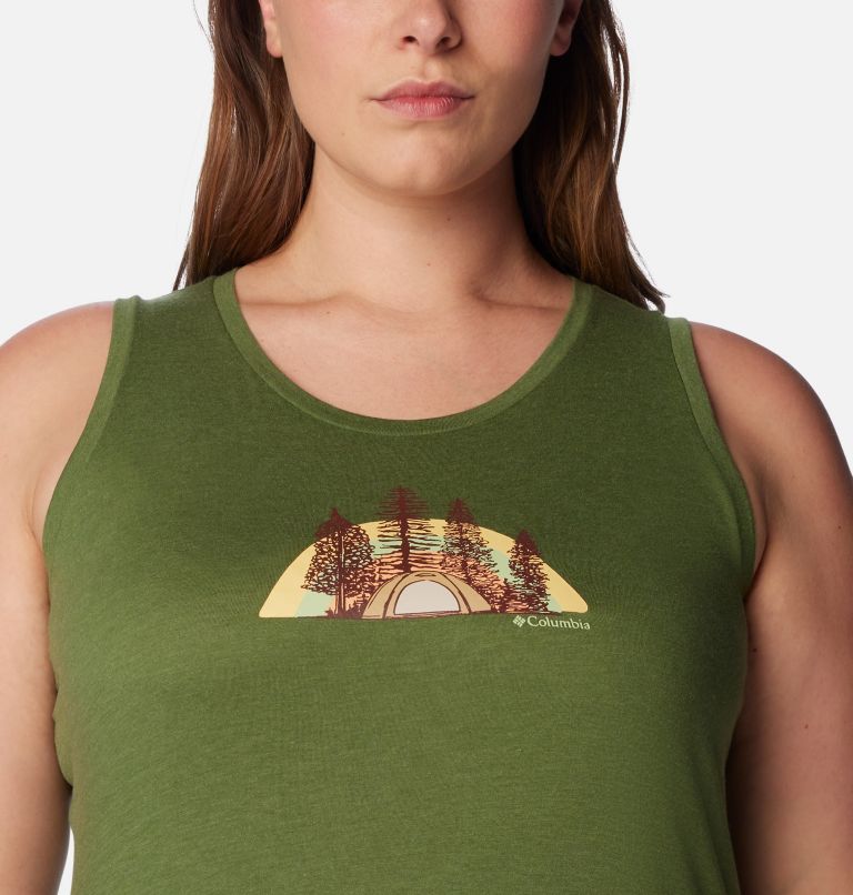 Women's Bluff Mesa Tank – Plus Size, Color: Canteen Heather, Happier Outdoors, image 4