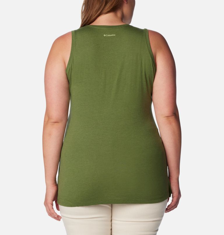 Women's Bluff Mesa Tank – Plus Size, Color: Canteen Heather, Happier Outdoors, image 2
