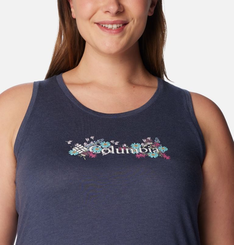 Women's Bluff Mesa Tank – Plus Size, Color: Nocturnal Heather, Happier Outdoors, image 4
