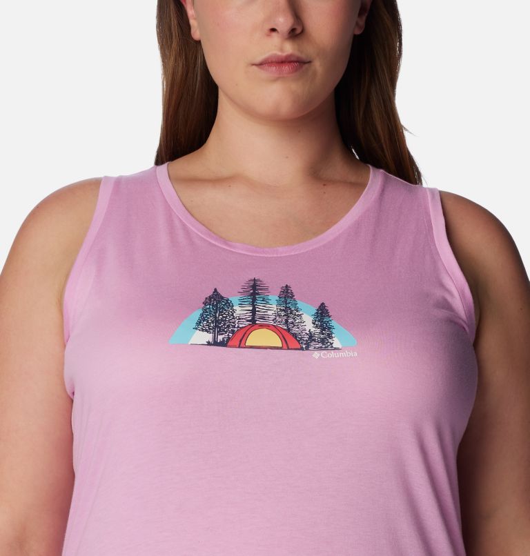 Women's Bluff Mesa Tank – Plus Size, Color: Cosmos Heather, Happier Outdoors, image 4